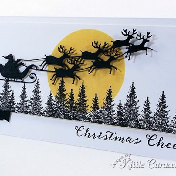 Impression Obsession Santa Sleigh Reindeer Metal Cutting die 5-1/2” x 1-1/2” - Picture 7 of 8